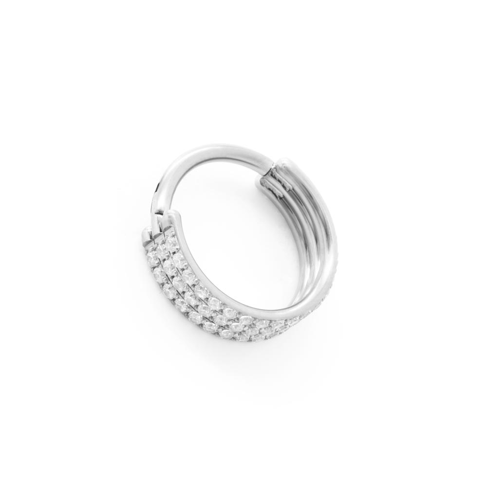 Tilum 16g Stacked Jeweled Rows Titanium Clicker - Price Per 1