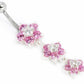 Pink Flower Belly Ring
