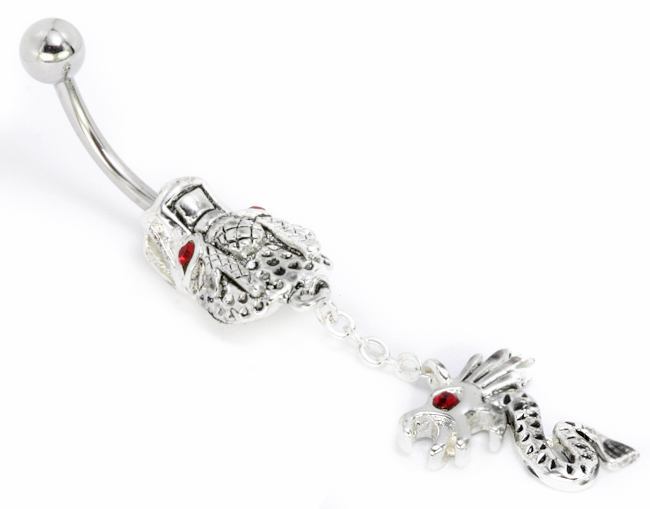 Dragon Head Dangle Belly Button Ring