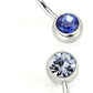 14g Internal 7/16” Double Jeweled Steel Belly Button Ring Mutiple