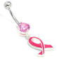 14g 7/16” Breast Cancer Ribbon Belly Button Ring