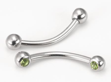 16g 3/8" Steel Micro Bent Barbell with 90 Degree Jewel Balls — Price Per 1