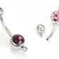 14g 7/16" Internal Double Jeweled Steel Belly Button Ring with Hoop — Add Your Own Charm