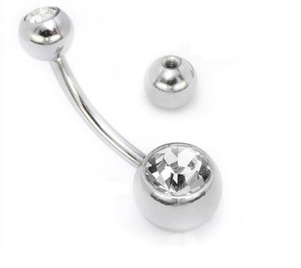16g Crystal Double Jewel Belly Button Ring