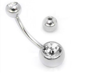 16g Crystal Double Jewel Belly Button Ring - Painful Pleasures