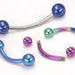 14g Titanium Bent Barbell with Titanium Balls - Color Chart 2