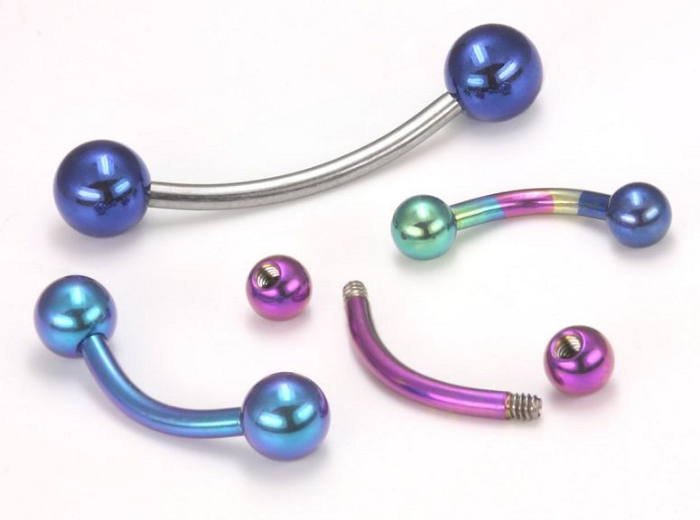 14g Titanium Bent Barbell with Titanium Balls - Color Chart 2