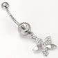 14g 7/16” Stainless Steel Belly Button Ring with Crystal Flower Dangle