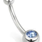 14g Double Jeweled Steel Belly Button Ring with 4mm/6mm Balls