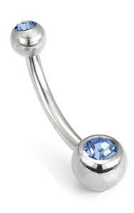 14g Double Jeweled Steel Belly Button Ring with 4mm/6mm Balls