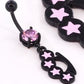 Black Knuckles n Stars 14g 7/16" Belly Button Body Jewelry