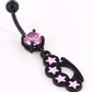Black Knuckles n Stars 14g 7/16" Belly Button Body Jewelry