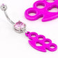 14g 7/16” Pink Knuckles Jeweled Belly Button Ring