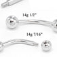 14g E-Z Piercing Curved Bent Barbell One-Step-Down-Threaded - Needle