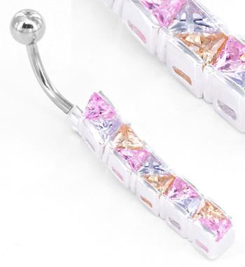 14g 3/8" Sterling Silver TRIANGLE DROPPER Navel Piercing