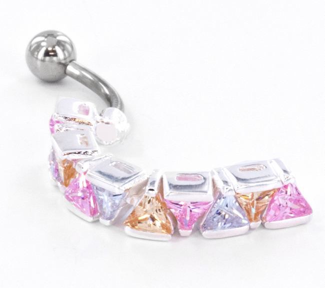 14g 3/8" Sterling Silver TRIANGLE DROPPER Navel Piercing