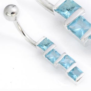 14g 3/8" Sterling Silver STAGE Squares Belly Jewelry - Painful Pleasures