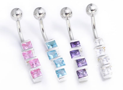 14g 3/8" Sterling Silver STAGE Squares Belly Jewelry - Painful Pleasures