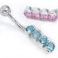 14g 3/8" Sterling Silver 4 Round Gems Belly Jewelry