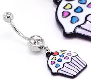 14g 7/16" CUP CAKE with Sprinkles Belly Button Jewelry