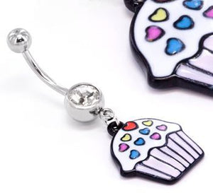14g 7/16" CUP CAKE with Sprinkles Belly Button Jewelry - Painful Pleasures
