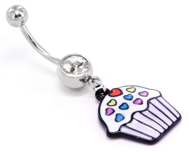 14g 7/16" CUP CAKE with Sprinkles Belly Button Jewelry