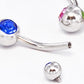 14g 7/16" Internal Double Gem Jeweled Belly 4mm/6mm