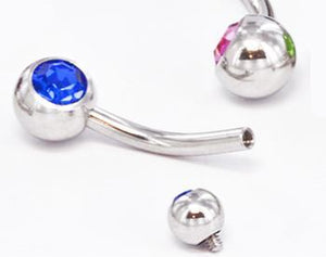 14g 7/16" Internal Double Gem Jeweled Belly 4mm/6mm - Painful Pleasures