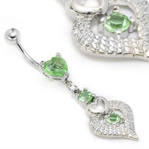 14g 7/16" Heart Peridot Belly Piercing Jewelry - Painful Pleasures