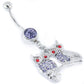 14g 7/16" SINGLE GEM LAVENDER Navel with OWLS on BRANCH Dangle Jewelry