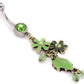 14g 7/16" Peridot Flowers n Leaves Belly Button Jewelry