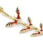 Triple Bats Gold Tone Belly Button Jewelry 14g 7/16"