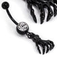 14g 7/16" BlackOut Navel Single Gem with Skeleton Hand