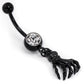 14g 7/16" BlackOut Navel Single Gem with Skeleton Hand