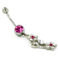 14g 7/16" Single Gem Navel with CZ Flowers