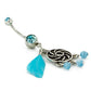 14g 7/16" Charm with Cats Eye Beads and Feather Dangle Navel Belly Jewelry
