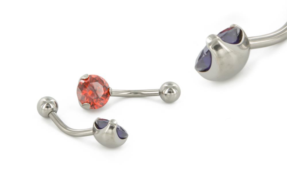 Tilum 14g 7/16" Internal Titanium Prong Set Jewel Belly Button Ring