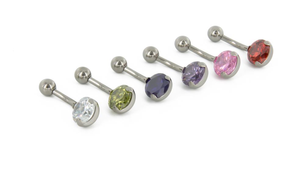 14g 7/16" Jeweled Internally Threaded Titanium Navel Ring
