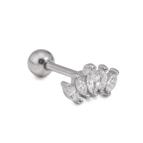 16g Stainless Steel Marquise-Cut Crystal Ear Jewelry — Price Per 1