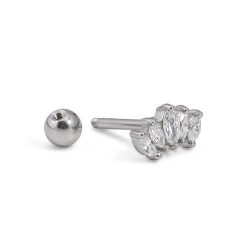 16g Stainless Steel Marquise-Cut Crystal Ear Jewelry