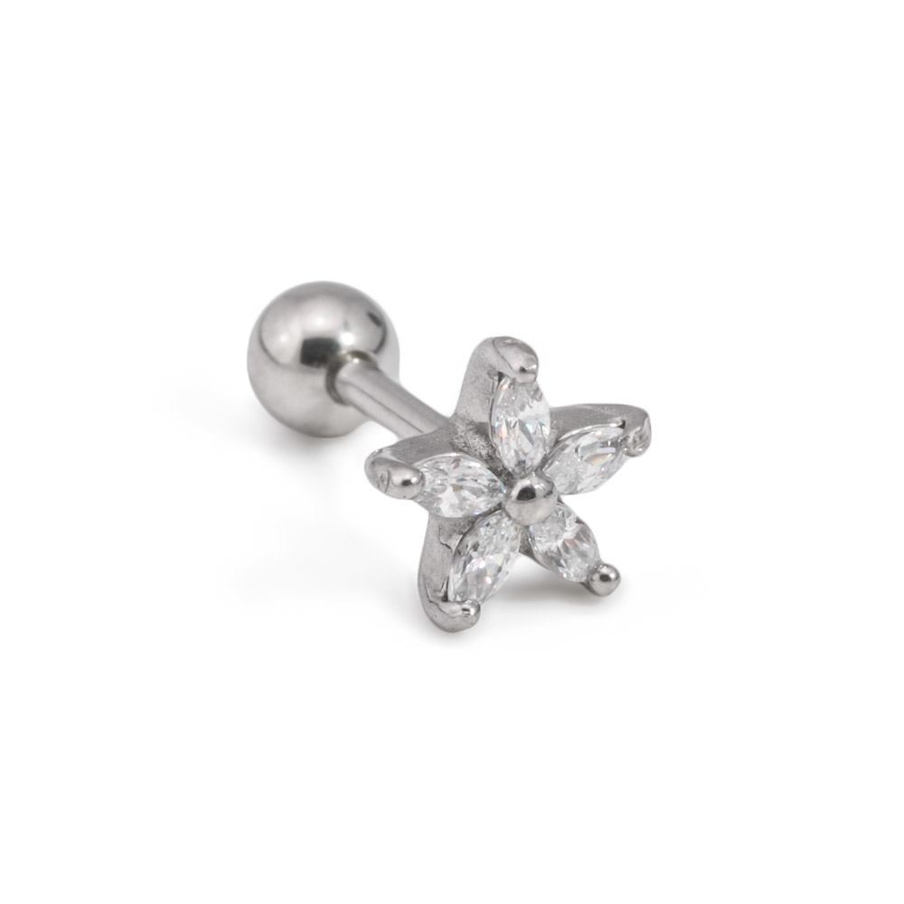 16g 5/16" Marquise Crystal Petal Flower Steel Barbell — Price Per 1