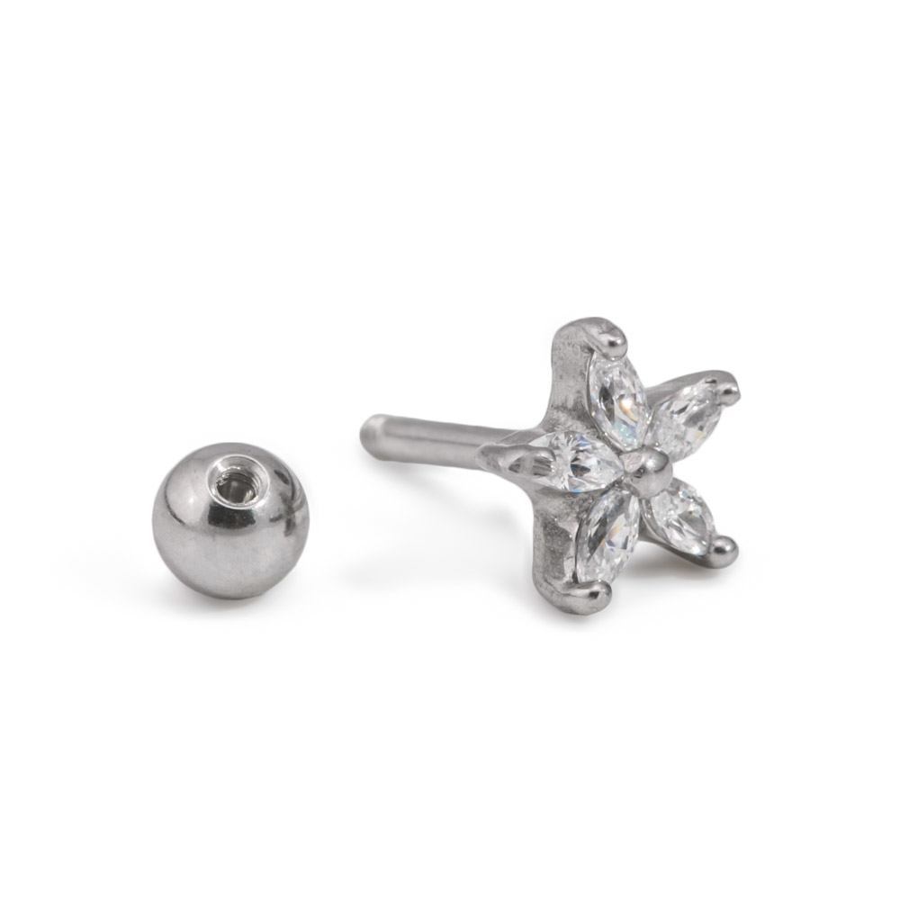 16g 5/16" Marquise Crystal Petal Flower Stainless Steel Barbell