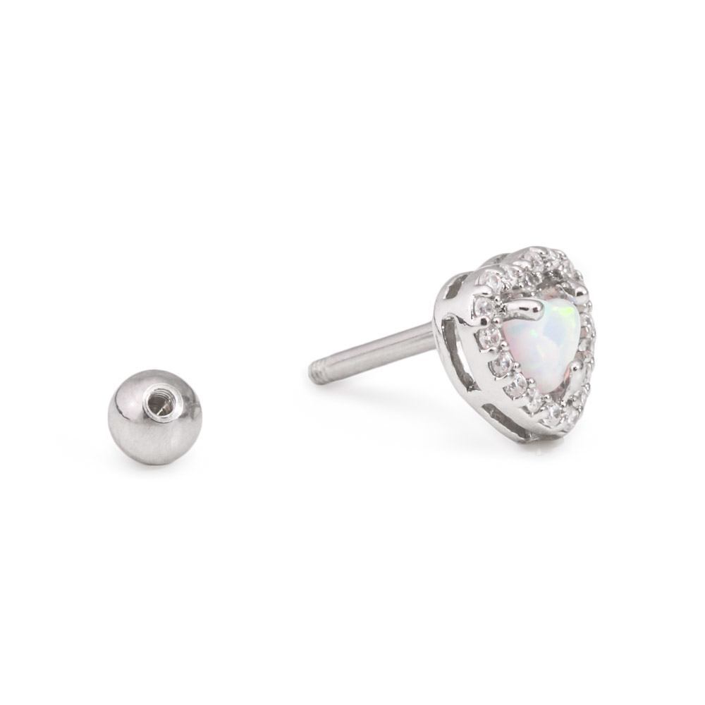 16g 5/16" Opal Heart Steel Barbell