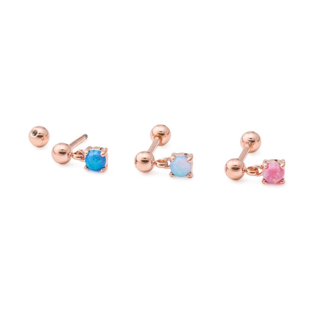 16g 5/16” Rose Gold-Plated Straight Barbell with Opal Dangle