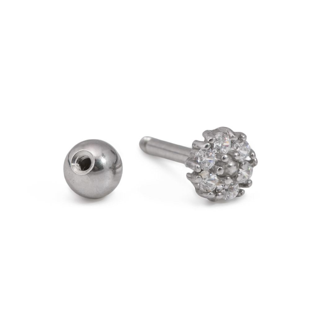16g 5/16" Six-Petal Crystal Flower Steel Barbell