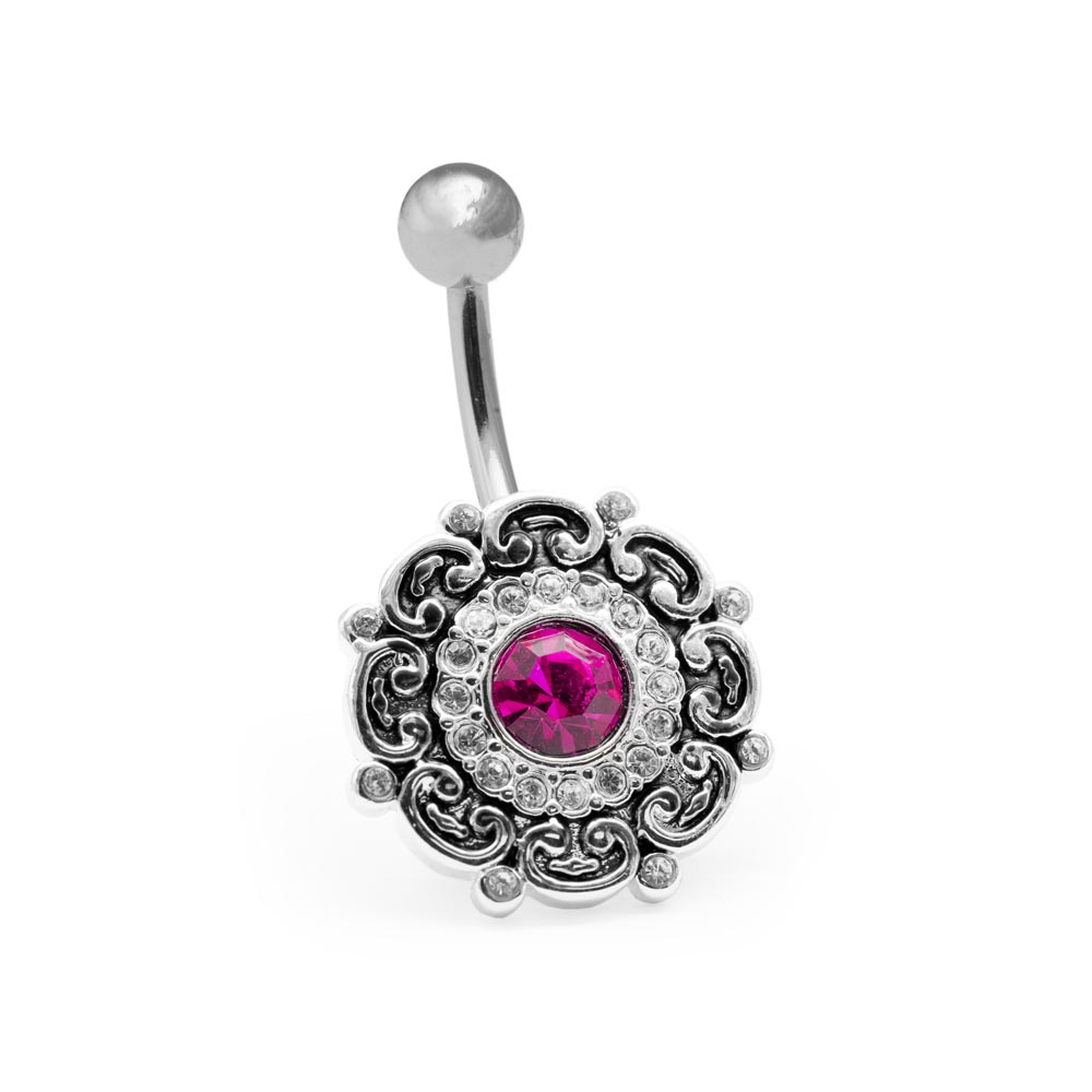 14g 7/16" Blue Belly Button Ring - Main Image