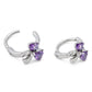 14g 3/8" Purple Jeweled Dual Heart Bow Steel Clicker Front Facing