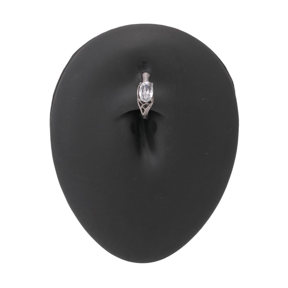 Antique Oval Crystal Jeweled Steel Clicker — Open Clicker Mechanism