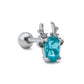 16g 5/16” Antlered Stag Straight Barbell with Aqua Jewel