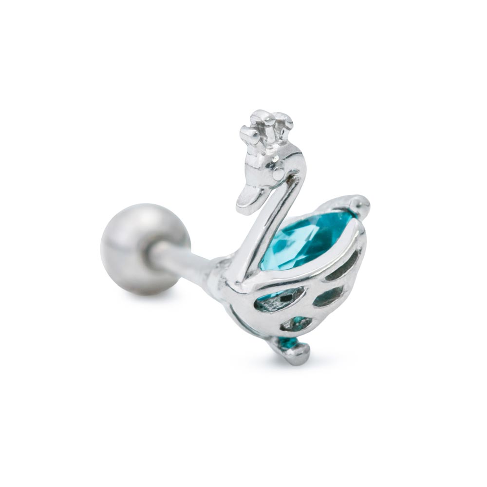 16g 5/16” Aqua Jeweled Swan Straight Barbell — Price Per 1
